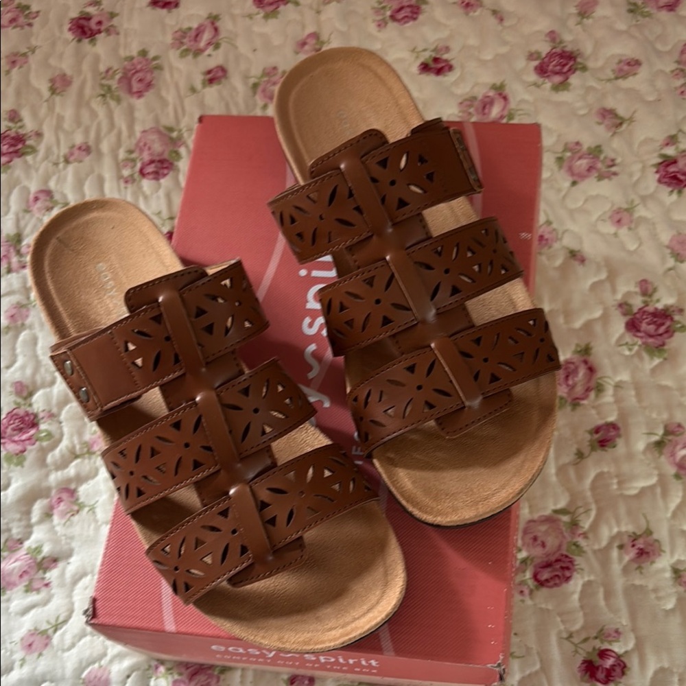 Easy Spirit Brown Sandals with Intricate Straps